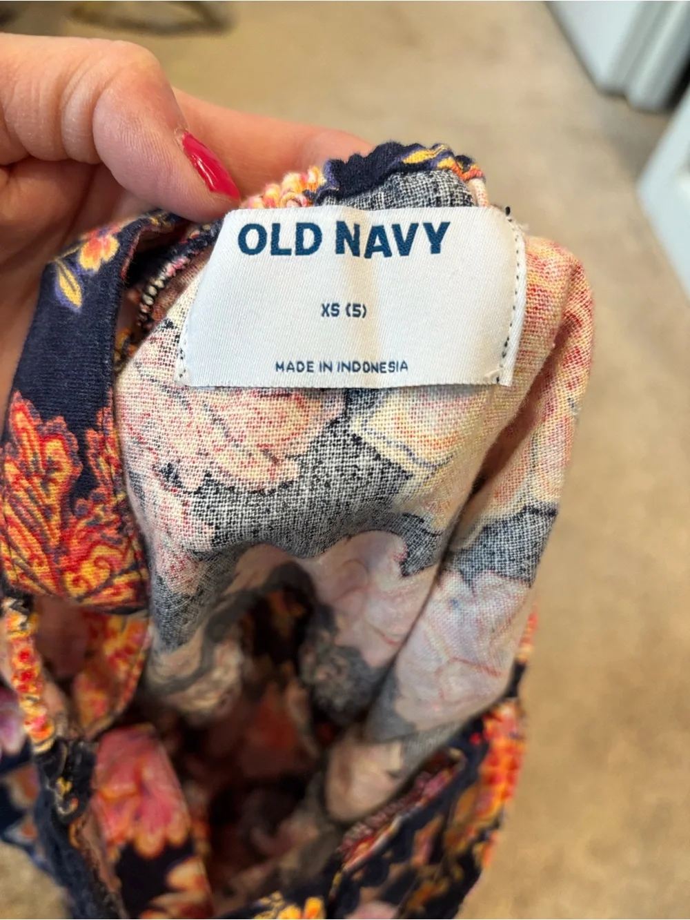 Old Navy Navy Floral Girls Romper with Pink & Coral Flowers